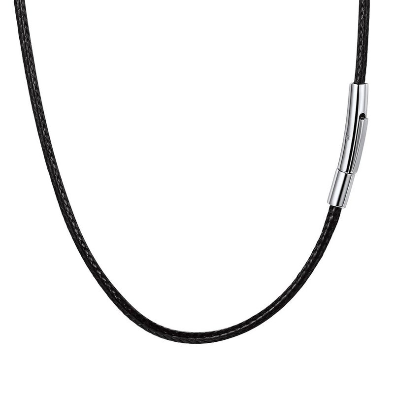 PROSTEEL Black Leather Cord Necklace For Men Necklace Cord Neck Chains Rope Necklaces - Image 1